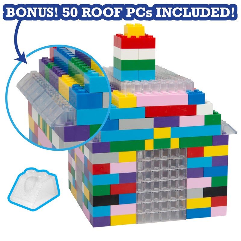 SCS Direct 1000 Pieces Unique Clear Building Bricks - 9 Block Sizes & 50 Roof Pcs - Compatible & Tight Fit w All Major Brands - Great for Activity Tables, Creativity & School Projects - Kids Holiday Xmas Gift - Image 4